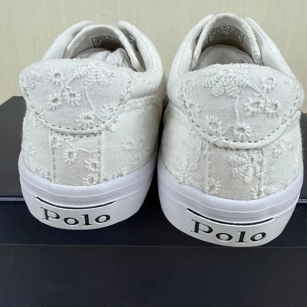 Polo Ralph Lauren White Thornton Shoes Children Girls Size 1 Lace Sneakers - Picture 5 of 9